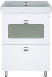 Misty Тумба с раковиной Урал 60 2 ящика белая – фотография-1